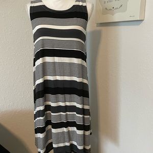 New Black and white stripe sleeves summer dress